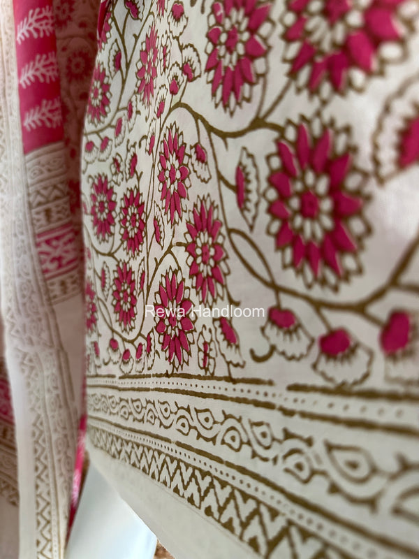 Pink-White Indigo Bagh Print Suit BCI087