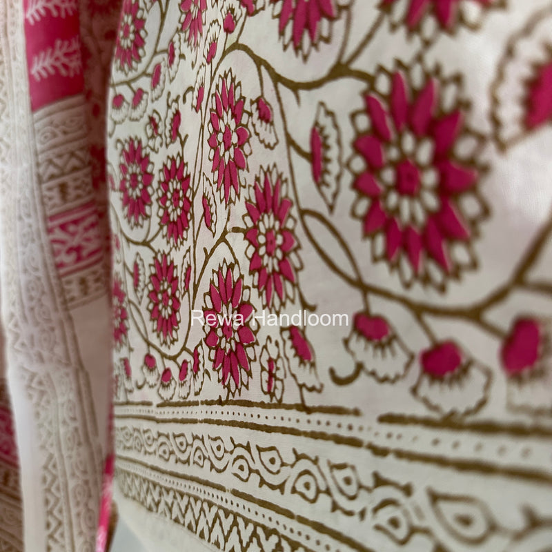 Pink-White Indigo Bagh Print Suit BCI087