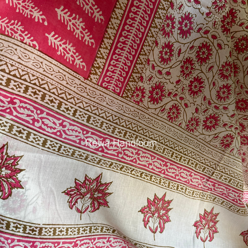 Pink-White Indigo Bagh Print Suit BCI087