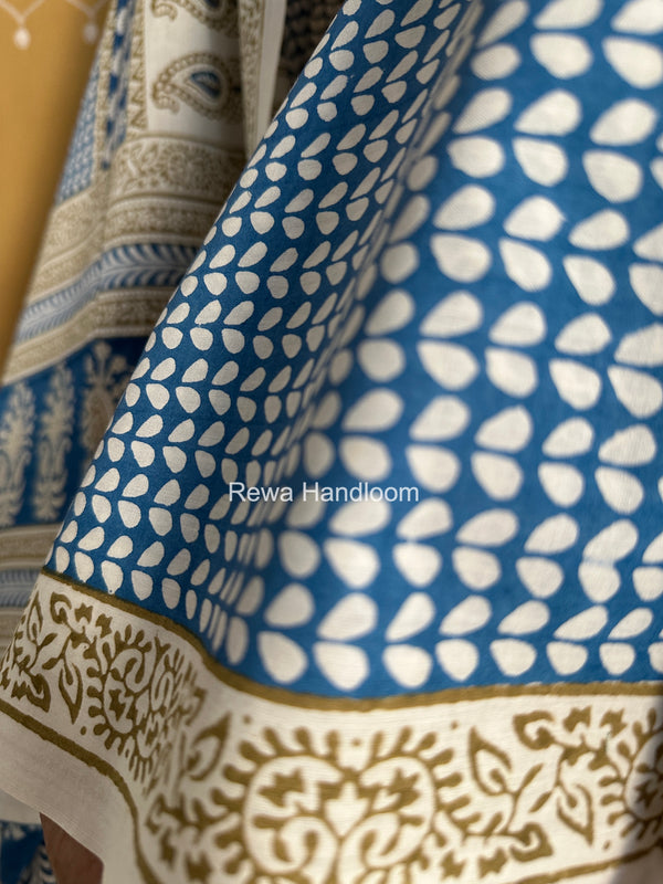 White-Blue Indigo Bagh Print Suit BCI095