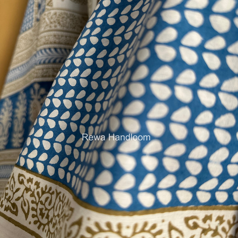 White-Blue Indigo Bagh Print Suit BCI095