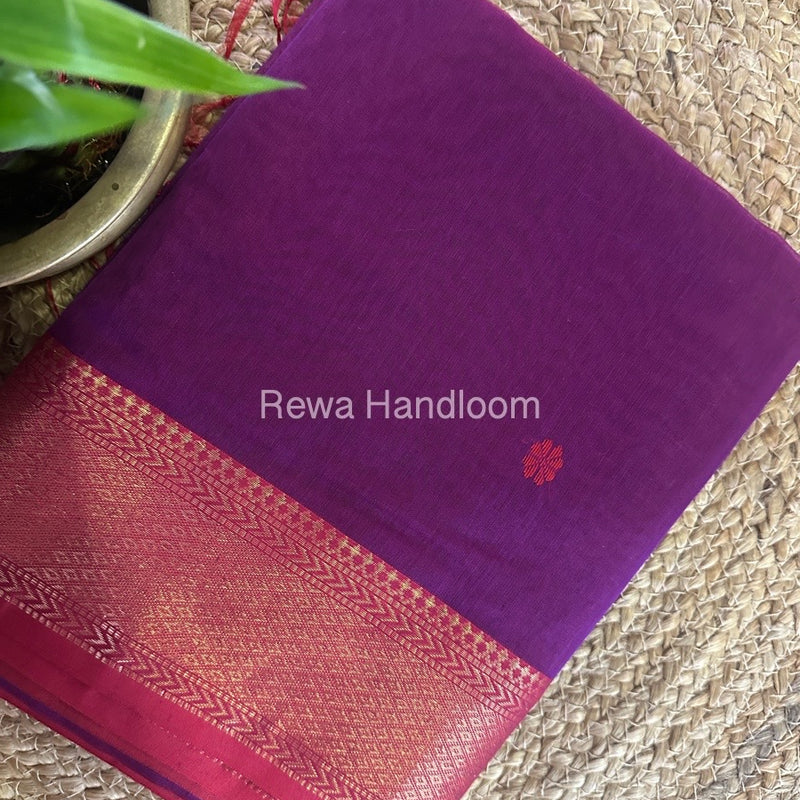 Purple Butta Zari Border Maheshwari Saree LBS024