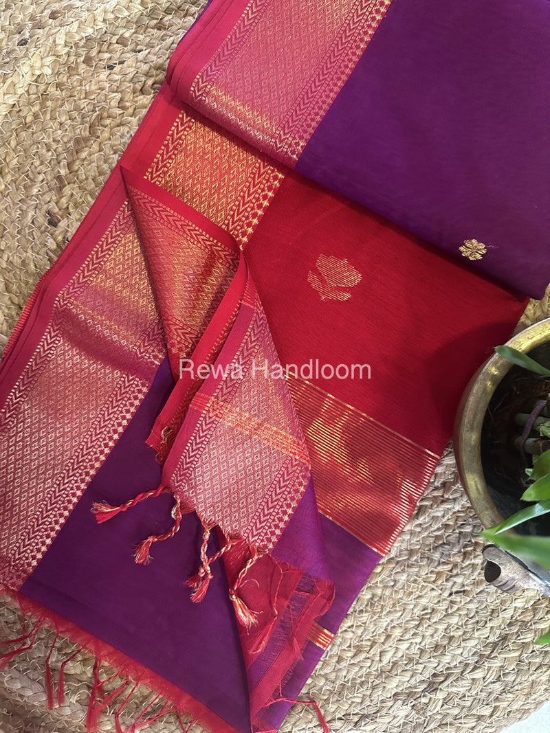  Butta Zari Border Maheshwari Saree