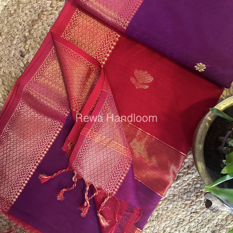  Butta Zari Border Maheshwari Saree