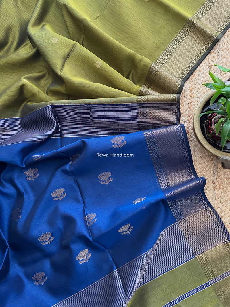 Maheshwari Dark Mehendi Green Lotus Butta Saree LBS051