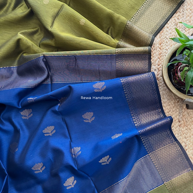 Maheshwari Dark Mehendi Green Lotus Butta Saree LBS051