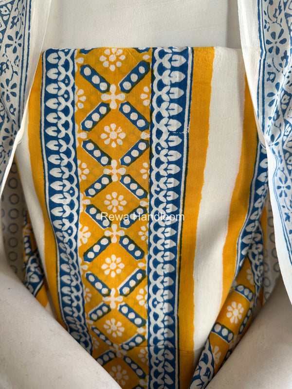 Yellow-White Indigo Bagh Print Suit BCI0101