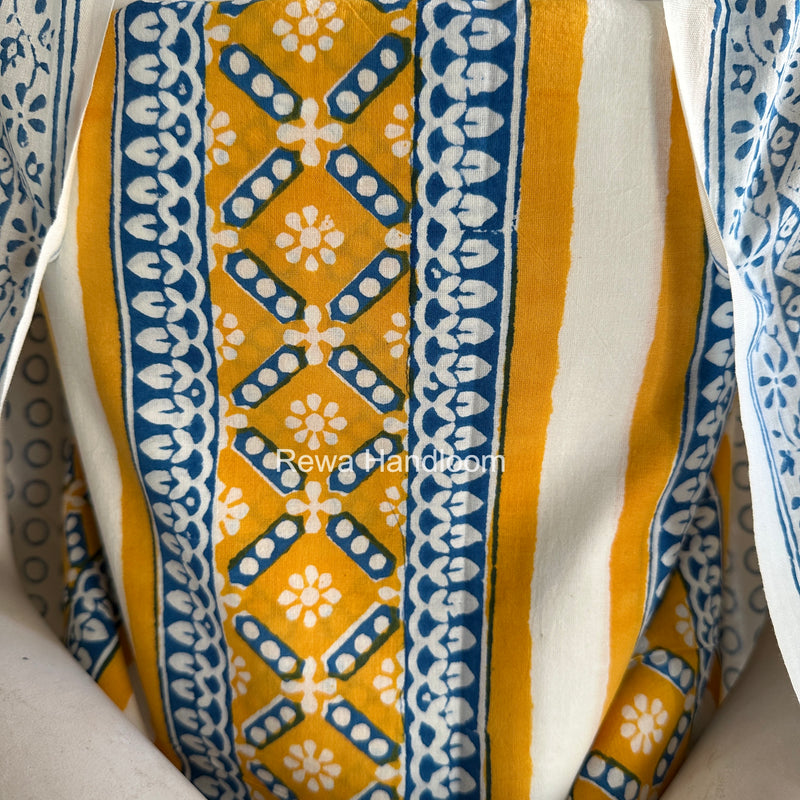 Yellow-White Indigo Bagh Print Suit BCI0101
