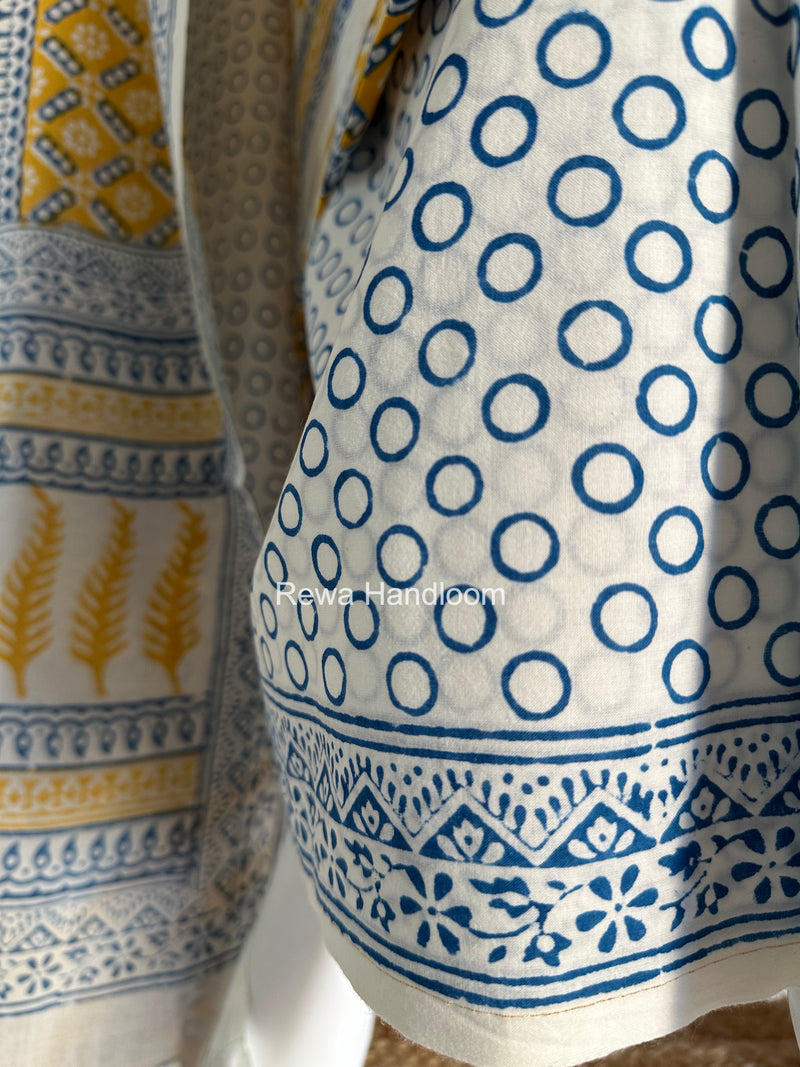 Yellow-White Indigo Bagh Print Suit BCI0101