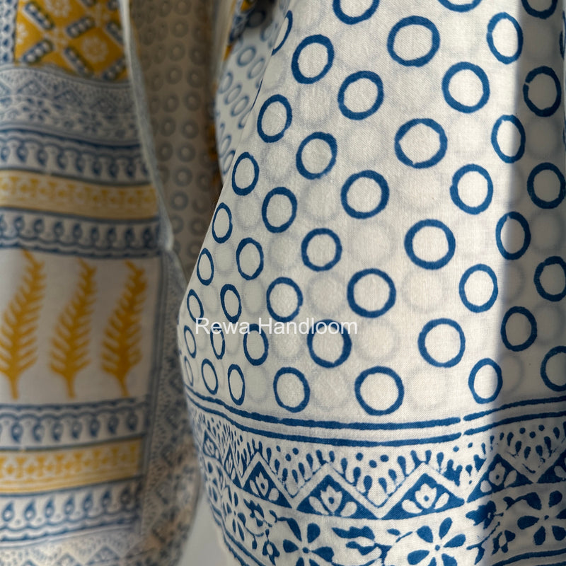 Yellow-White Indigo Bagh Print Suit BCI0101