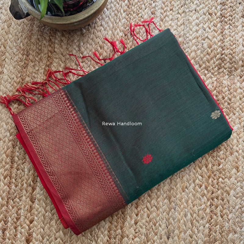 Maheshwari Green Lotus Butta Saree LBS056
