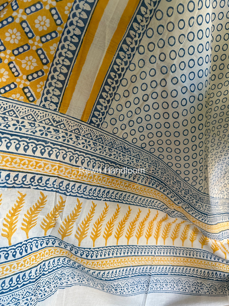 Yellow-White Indigo Bagh Print Suit BCI0101