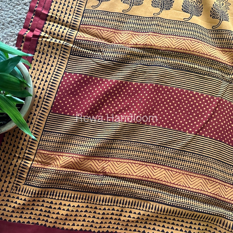 Red Bagh Print Cotton Saree NCBP09