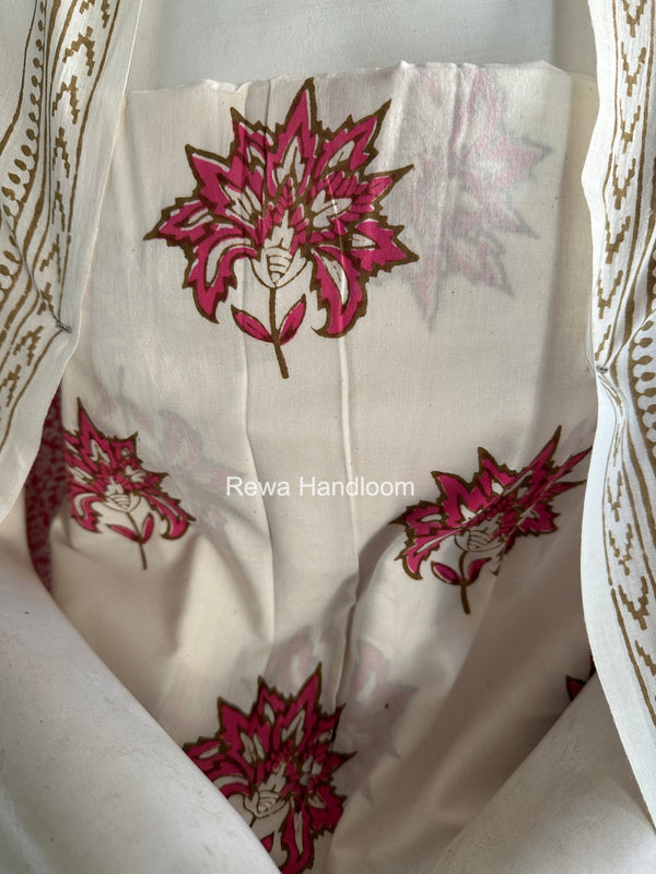 White-Pink Indigo Bagh Print Suit BCI097