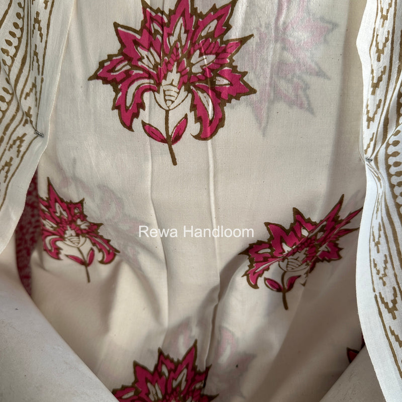 White-Pink Indigo Bagh Print Suit BCI097