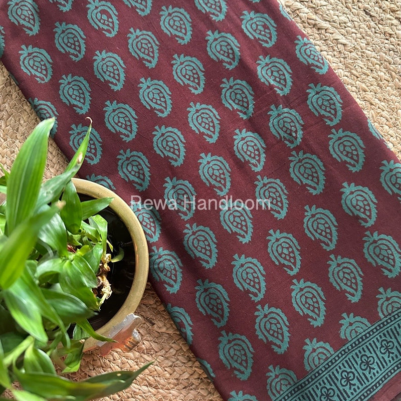 Maroon Bagh Print Cotton Saree NCBP10