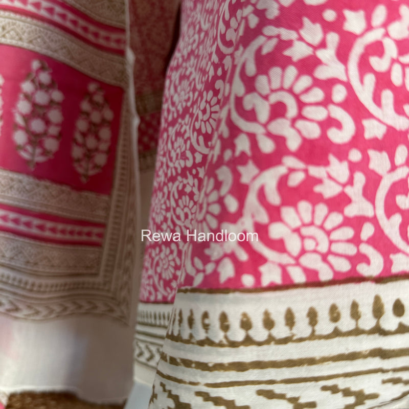 White-Pink Indigo Bagh Print Suit BCI097