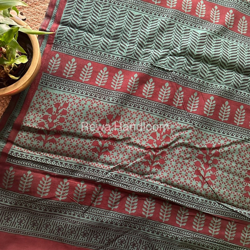 Maroon Bagh Print Cotton Saree NCBP10