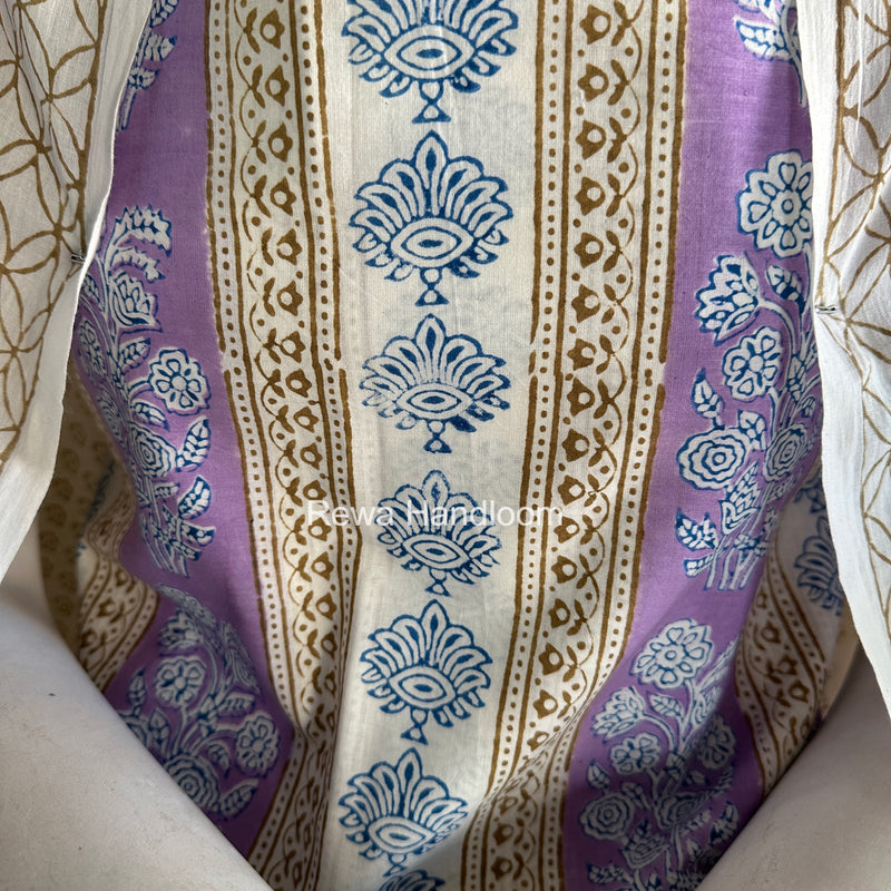 Lavender-White Indigo Bagh Print Suit BCI099