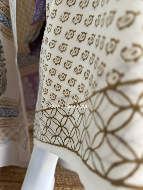 Lavender-White Indigo Bagh Print Suit BCI099
