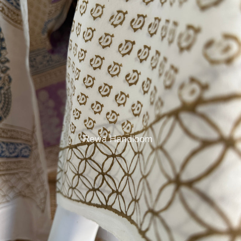 Lavender-White Indigo Bagh Print Suit BCI099