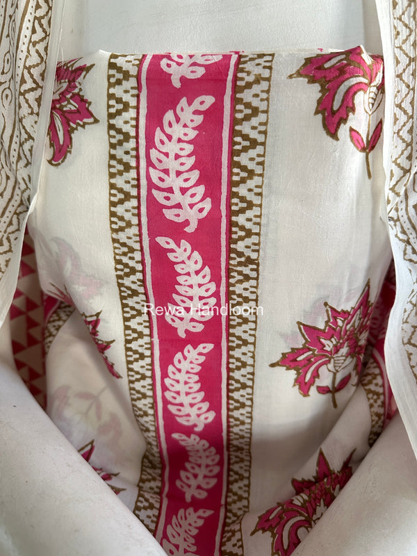 White-Pink Indigo Bagh Print Suit BCI0100