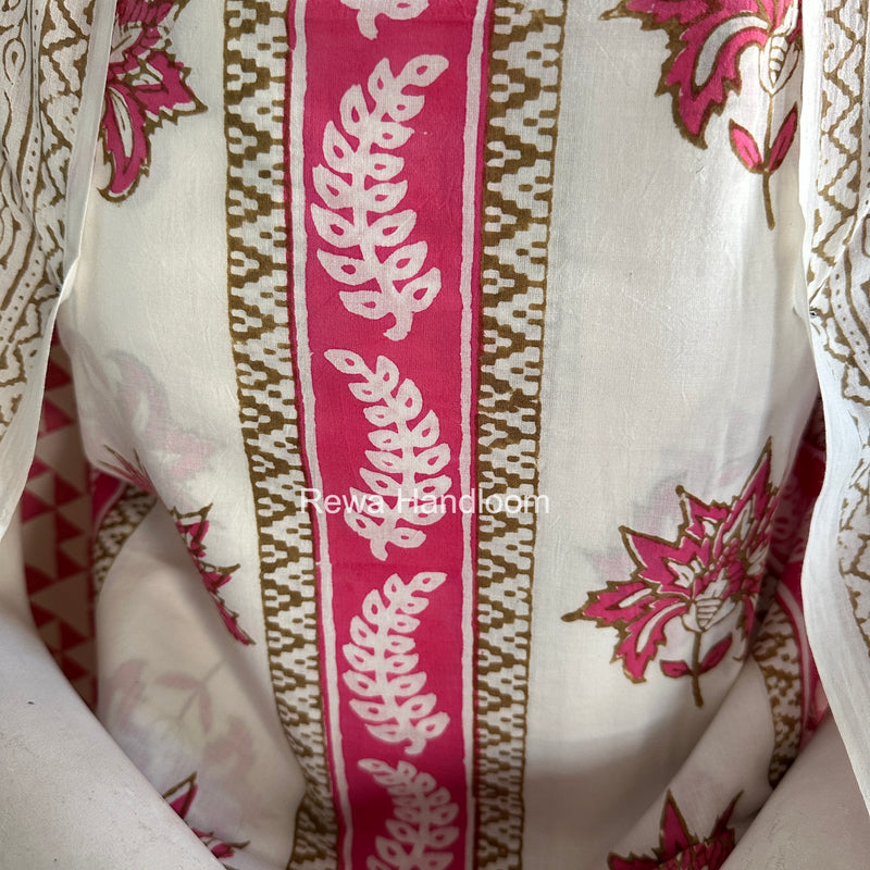 White-Pink Indigo Bagh Print Suit BCI0100