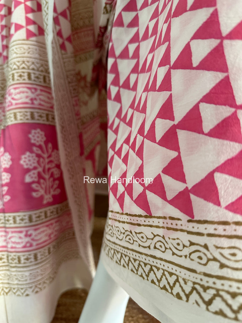 White-Pink Indigo Bagh Print Suit BCI0100