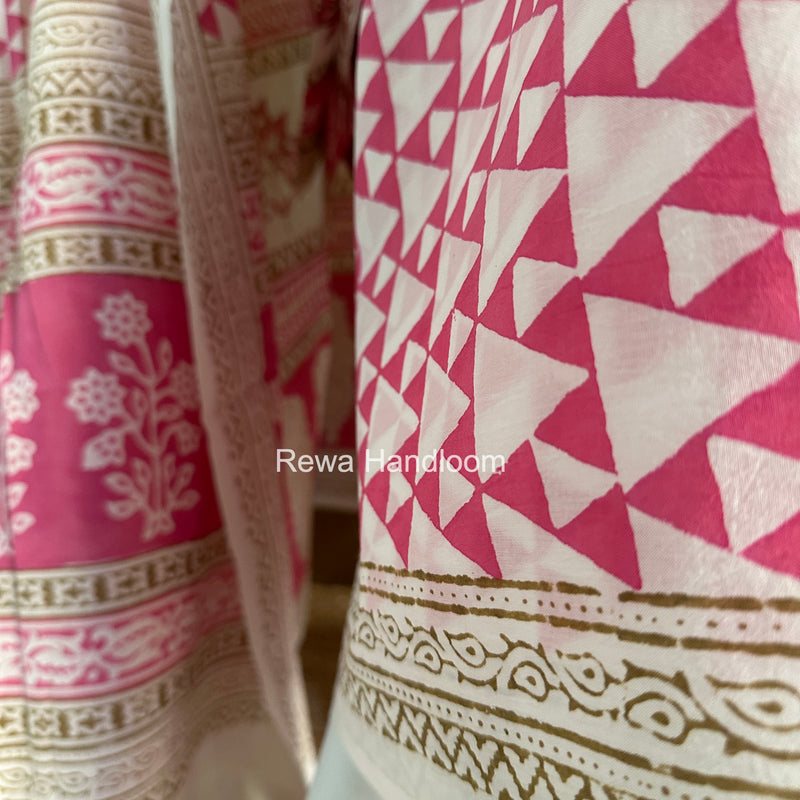 White-Pink Indigo Bagh Print Suit BCI0100