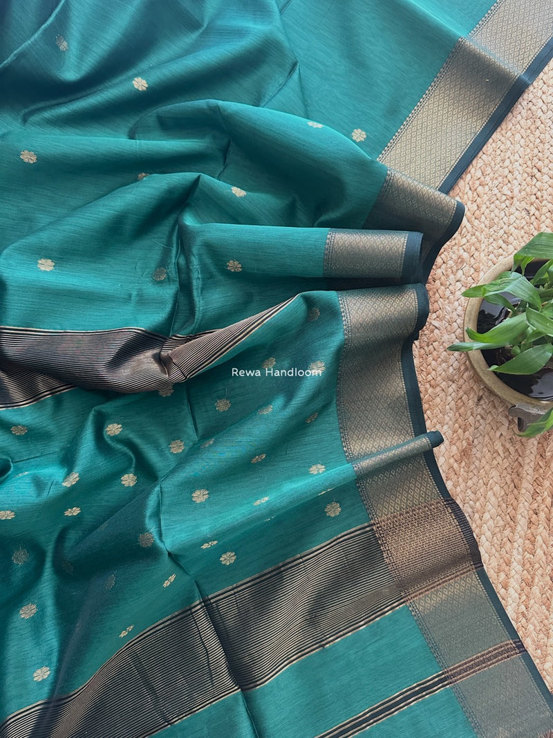 Maheshwari Mint Green Flower Skirt Butti Saree ZSB0133
