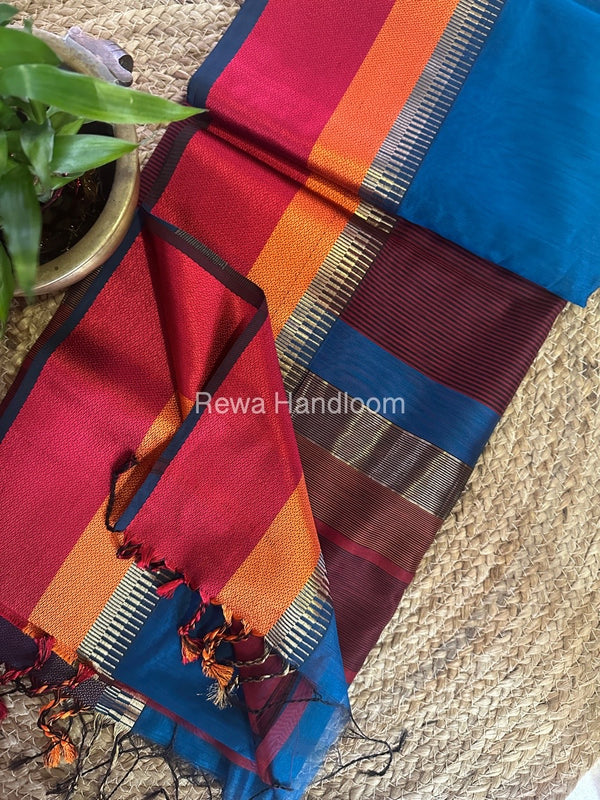 Maheshwari Multicolor Border Saree