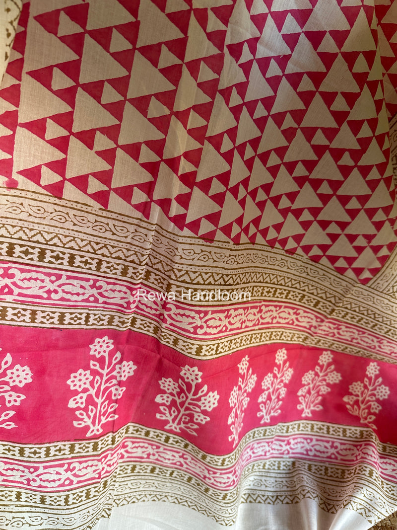 White-Pink Indigo Bagh Print Suit BCI0100