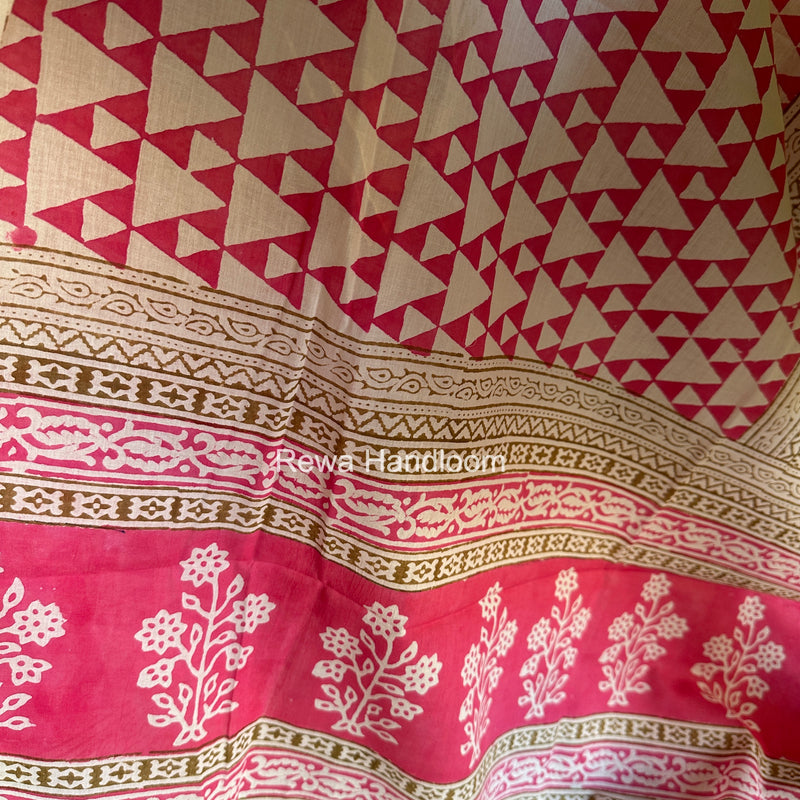 White-Pink Indigo Bagh Print Suit BCI0100