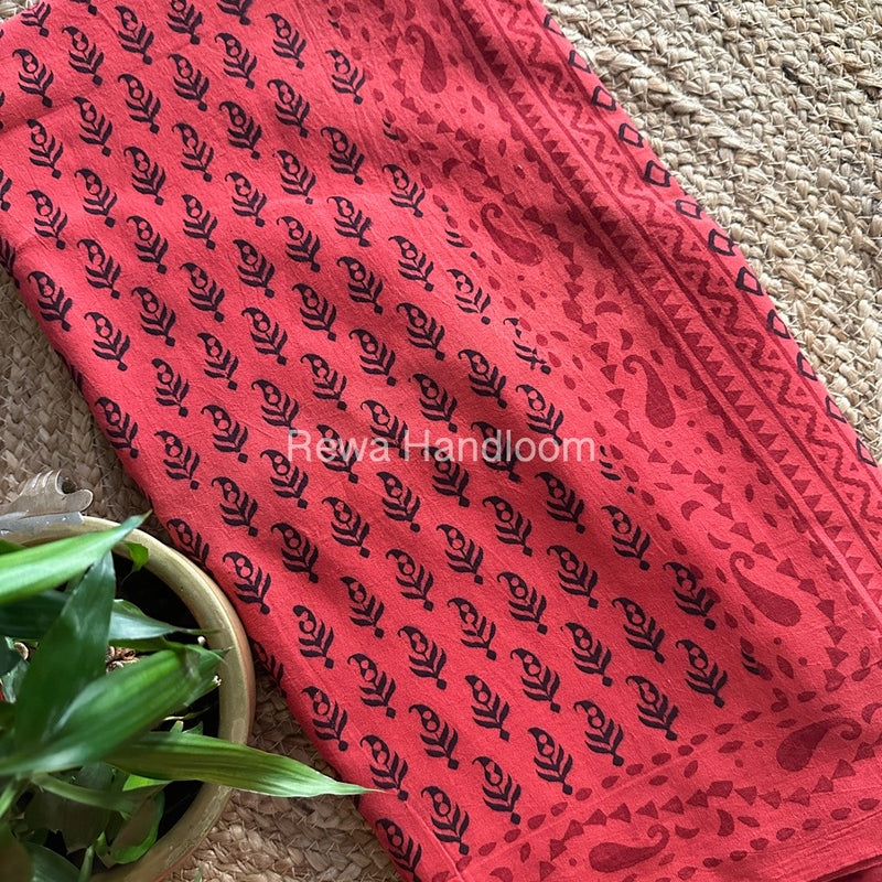 Peach Pink Bagh Print Cotton Saree NCBP16 