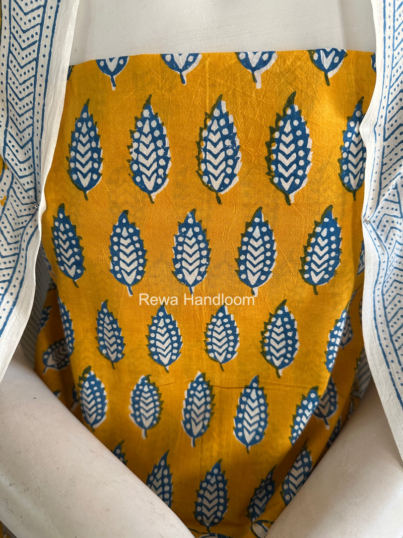 Yellow-Blue Indigo Bagh Print Suit BCI098