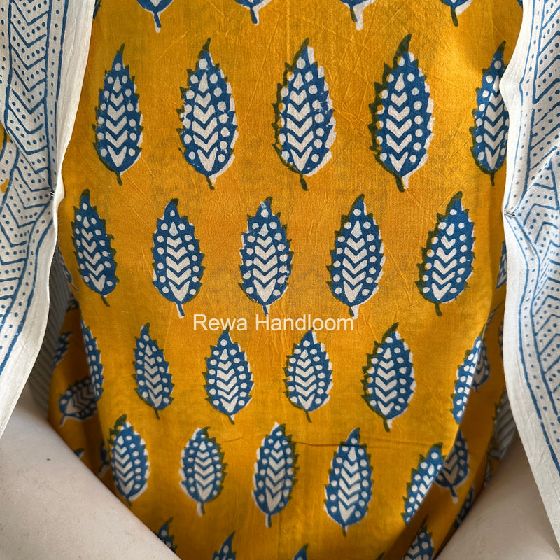 Yellow-Blue Indigo Bagh Print Suit BCI098