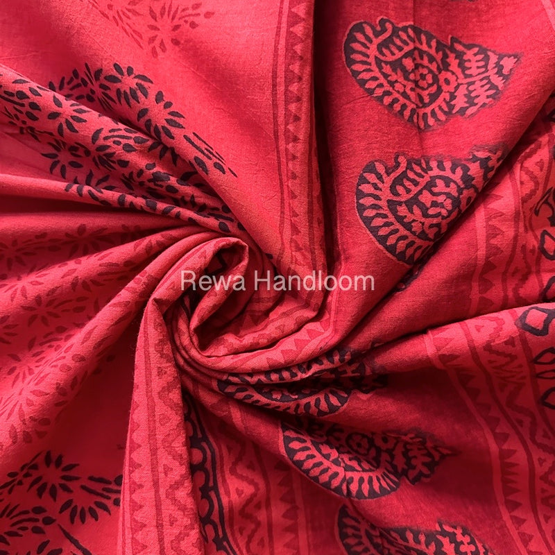Peach Pink Bagh Print Cotton Saree NCBP16 
