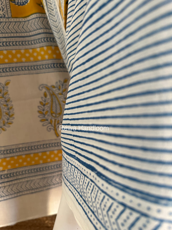 Yellow-Blue Indigo Bagh Print Suit BCI098