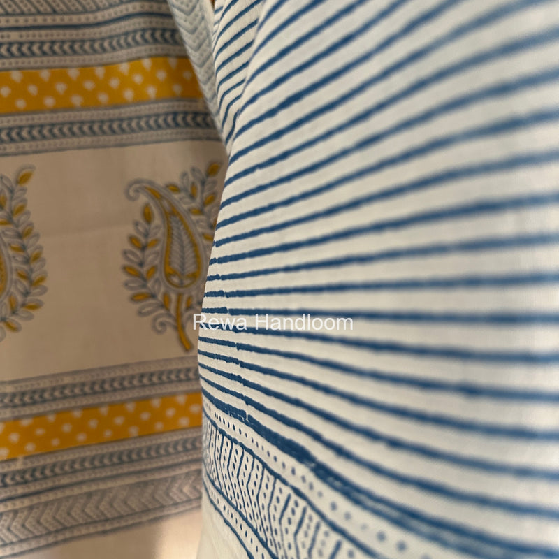 Yellow-Blue Indigo Bagh Print Suit BCI098
