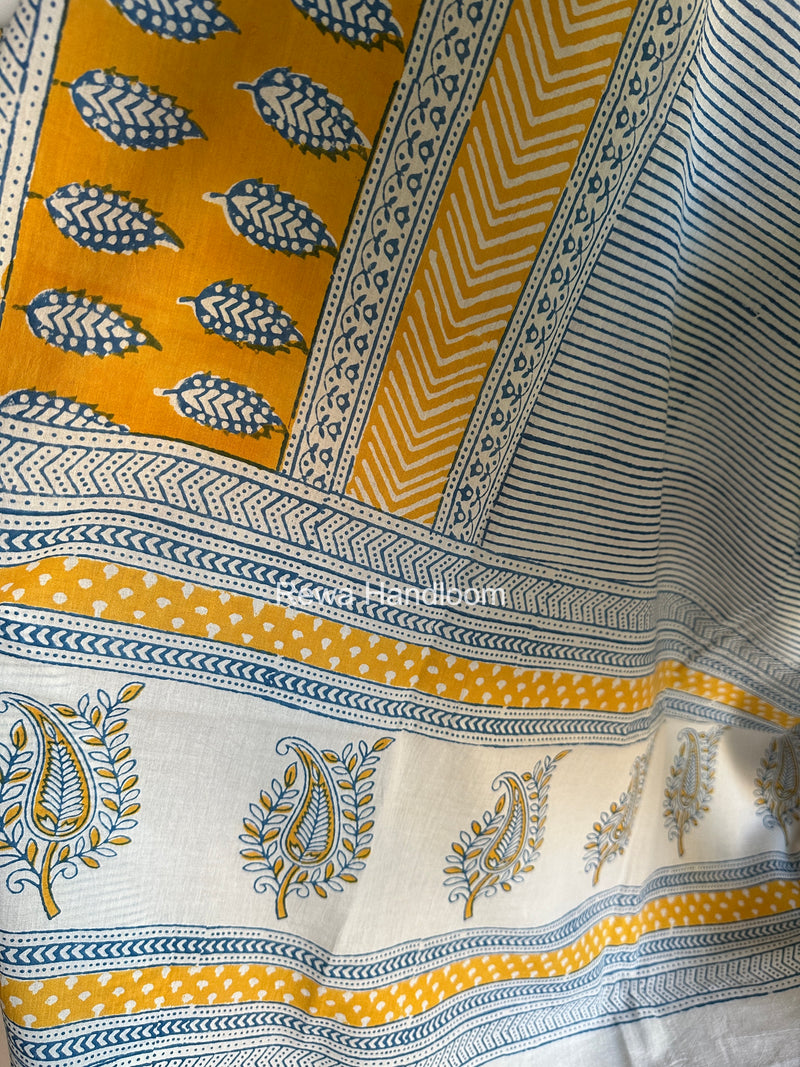 Yellow-Blue Indigo Bagh Print Suit BCI098