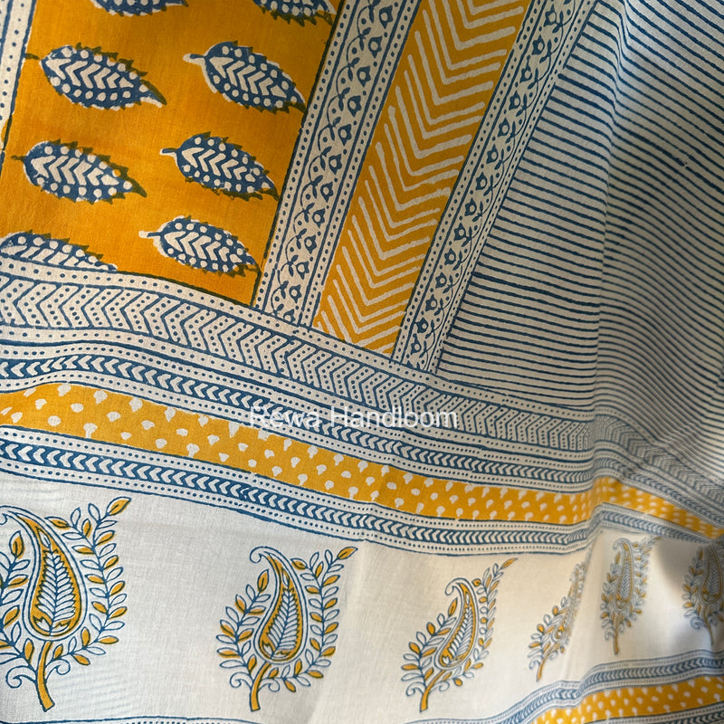 Yellow-Blue Indigo Bagh Print Suit BCI098