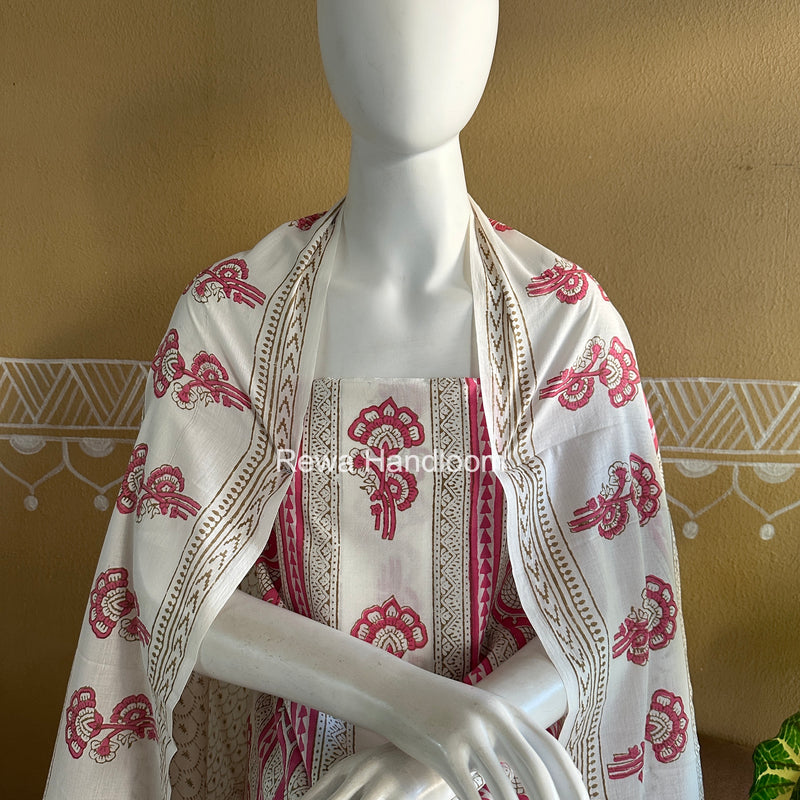 Pink-White Indigo Bagh Print Suit BCI0102