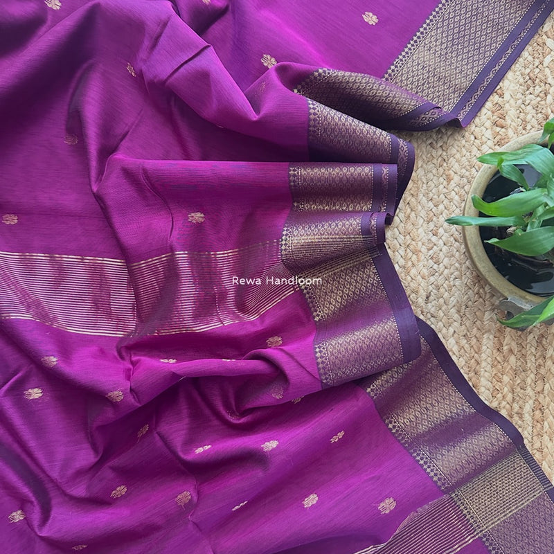 Maheshwari Magenta Flower Skirt Butti Saree ZSB0138