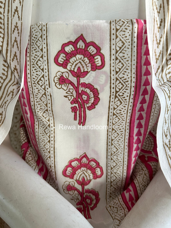 Pink-White Indigo Bagh Print Suit BCI0102