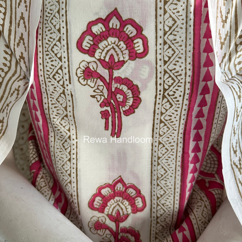 Pink-White Indigo Bagh Print Suit BCI0102