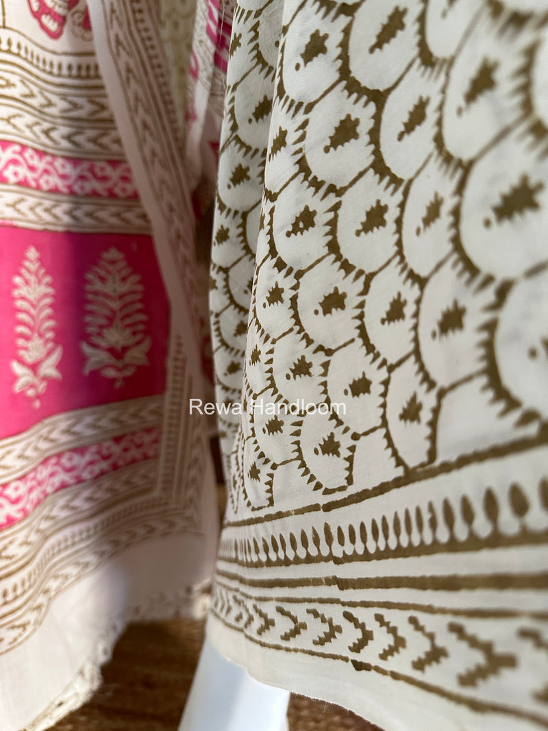 Pink-White Indigo Bagh Print Suit BCI0102