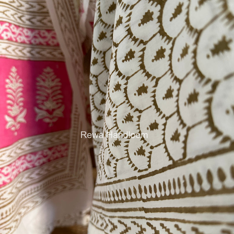 Pink-White Indigo Bagh Print Suit BCI0102