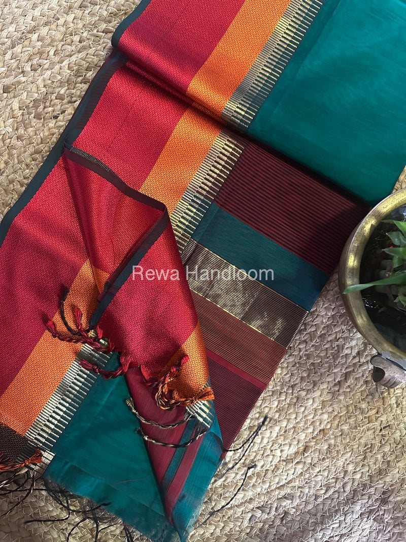 Maheshwari Multicolor Border Saree