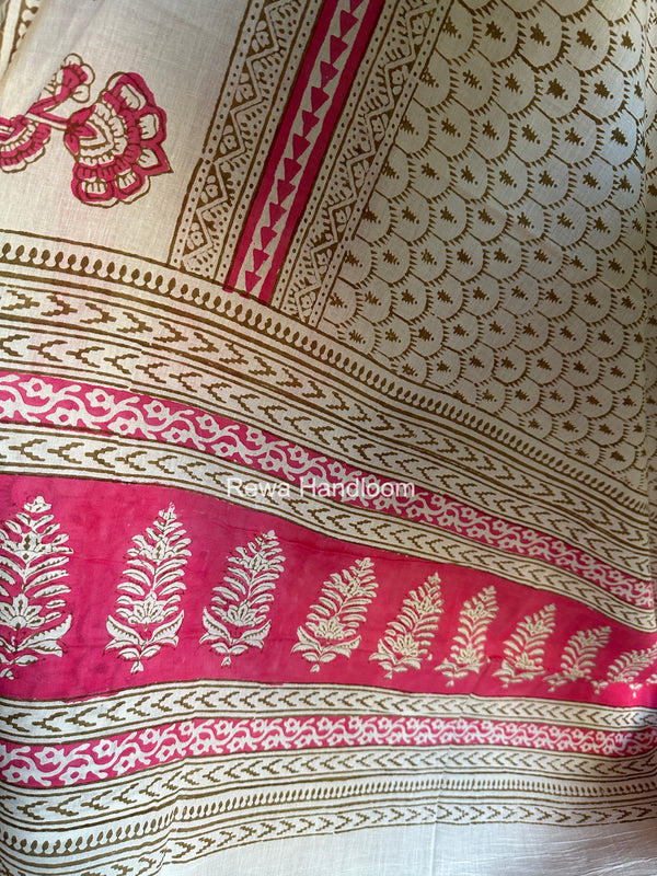 Pink-White Indigo Bagh Print Suit BCI0102