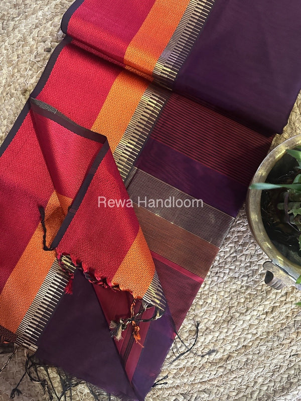 Maheshwari Multicolor Border Saree